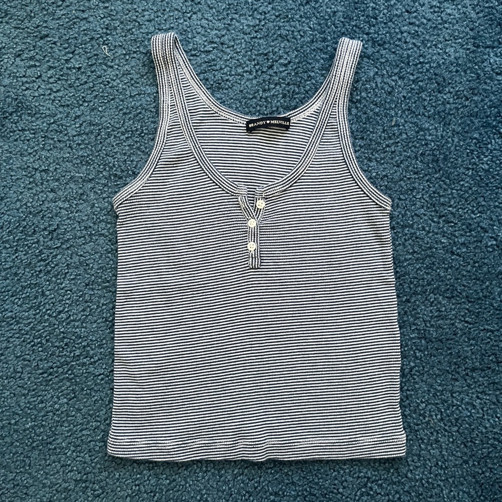 brandy melville dalis blue striped button tank top